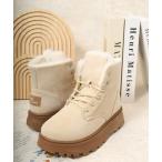 ブーツ ONNI ELAMA キラキラ ホットフィクス フェイクムートンファー 防寒 レースアップ ブーツ レディース