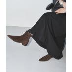 ショッピングローヒール ブーツ GRISEレザーポインテッドソフトフィットショートブーツ レディース