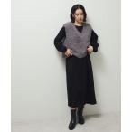 ワンピース SET2点ラメフェザーベスト+ミニ裏毛ワンピース