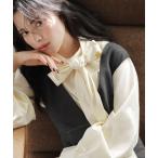 ショッピングリボン ブラウス シャツ ハイネックリボンボウブラウス レディース