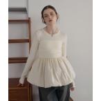 ショッピングバルーン チュニック バイカラーバルーンペプラムリブニットトップス