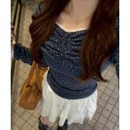 tシャツ 花柄・ドットレーストップス レディース