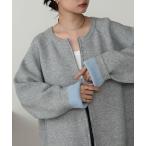 カーディガン バイカラー ルーズ ニットカーディガン レディース