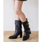 ショッピングmiddle ブーツ 「Luan」BELTED MIDDLE BOOTS/ベルト付きミドルブーツ レディース