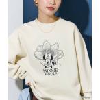 ショッピングミッキー トレーナー スウェット 限定展開　別注/Mickey Mouse＆Minnie Mouse/ミッキーマウス＆ミニーマウス/フラワー プリント スウェッ