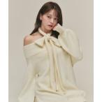 ショッピングニット ニット セーター Multi-way choker loose off-shoulder knit / マルチウェイチョーカールーズオフショルニット