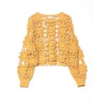 ショッピングacro 「acro」 長袖ニット フリ- イエロー レディース