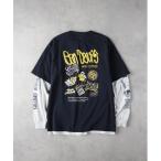  ансамбль [BEN DAVIS] настоящий Layered длинный рукав принт футболка 