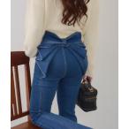  джинсы Denim Denim брюки [L размер . появление!][ задний . до симпатичный ] задний лента Denim flare pants женский 