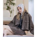 ショッピングアンティーク コート アウター アンティークレザーショート丈ブルゾン(セット可）「カジュアル 着回し抜群 大人」「AW新作」 レディース