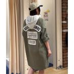 ワンピース フード付きロゴシャツワンピース