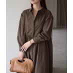 ショッピングシャツワンピース シャツワンピース シャツカラーワンピース/後ろゴムシャーリング/高見え/洗える/S.M.Lスリーサイズ