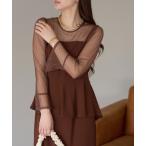 ドレス ドットチュール ペプラム ワンピース 結婚式 パーティードレス(S，M，L，XL)