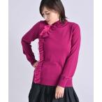 ニット セーター アシメフリルスタンドプルオーバー レディース