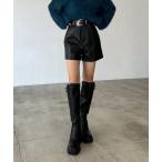 パンツ フェイクレザーショートパンツ レディース