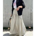 スカート 切替ギャザーロングフレ
