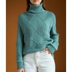 ニット セーター スクエアー柄編み