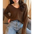 ニット セーター 袖口ボタンデザイ�