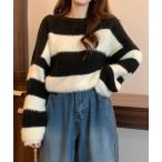 ニット セーター ワイドボーダーシ