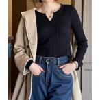 ニット セーター キーネックリブニ