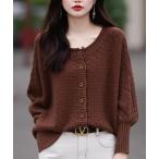 カーディガン 柄編み模様ニットカ