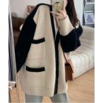 カーディガン ２ポケットバイカラ