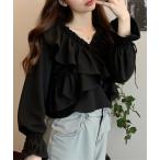 ブラウス シャツ フリルクロスデザ