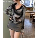 tシャツ フロントボタンボーダーフ�