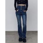 ショッピングジーンズ ジーンズ デニム デニムパンツ スリーレスアップハイウエストフレアパギンス レディース