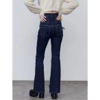 ショッピングデニム ジーンズ デニム デニムパンツ リボンポケットハイウエストパギンス レディース