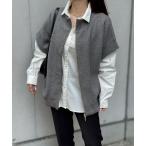 ショッピングジレ ベスト ジレ 前後2wayスタンドネックニットジレ レディース