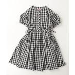 「kate spade new york」 「KIDS」チェック柄半袖ワンピース 150 ブラック キッズ