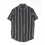 ショッピングAbercrombie 「Abercrombie&Fitch」 ストライプ柄半袖シャツ M ブラック レディース