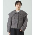 ショッピングショール コート アウター ヘリンボンツィードショールカラーコート レディース