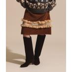 スカート 透け切替 ベロア スカート