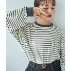 tシャツ ボリューム袖 ボーダーロンT「588093」 レディース