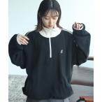 トレーナー スウェット 「KANGOL/カンゴール」別注 ロゴ刺繍 蓄熱フリース ハーフジップ プルオーバー メンズ レディース