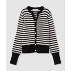 カーディガン 「LOULOU WILLOUGHBY」フェザーボーダーカーディガン レディース