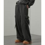 カーゴパンツ 「Alfred Alex」ヴィンテージ加工 ピグメント/バイオウォッシュ裾ドローコード 2WAYワイドカーゴスウェットパンツ「セットアッ