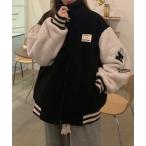 ブルゾン アウター 「秋冬新作」スタジャン風ボアブルゾン レディース