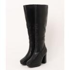 ブーツ 「厚底」スクエアトゥチャンキーヒールロングブーツ　358-WK レディース