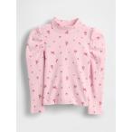 ショッピングパフスリーブ tシャツ パフスリーブ リブモックネックトップス (幼児・ベビー) キッズ 子供服 女の子