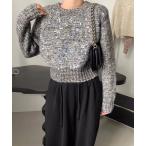 ショッピングスパンコール ニット セーター スパンコールクルーネックニット レディース