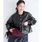 ジャケット ノーカラージャケット フェイクレザーノーカラージャケット レディース