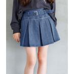 スカート キッズ デニムベルトプリーツスカート キッズ 子供服 女の子