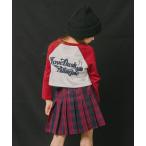 tシャツ 「綿100%」発泡ロゴプリントクロップド丈ラグランロンT キッズ 子供服 女の子