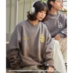 ショッピングワッペン トレーナー スウェット MLB/メジャーリーグベースボール 別注 ワッペン刺繍 ピグメント加工ビッグシルエットグラデーション裏起毛プルオーバースウェッ