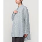 ショッピングジムフレックス ブラウス シャツ Gymphlex | マルチストライプ レギュラーカラーチュニックシャツ WOMEN レディース