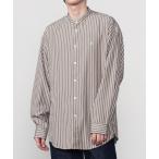 ショッピングジムフレックス シャツ Gymphlex | マルチストライプ バンドカラー長袖シャツ MEN メンズ