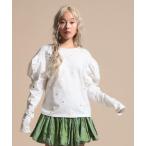 ショッピング花柄 tシャツ 花柄プリント ボリューム袖 ロンT レディース